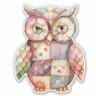Patchwork Owl Bird Sticker