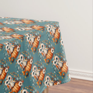 Patchwork Owl on Pumpkin - Cottcore Fall Tischdecke