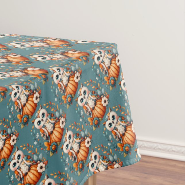 Patchwork Owl on Pumpkin - Cottcore Fall Tischdecke (Beispiel)