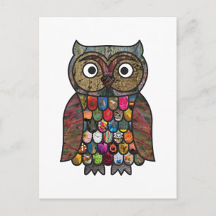 Patchwork Owl Postkarte