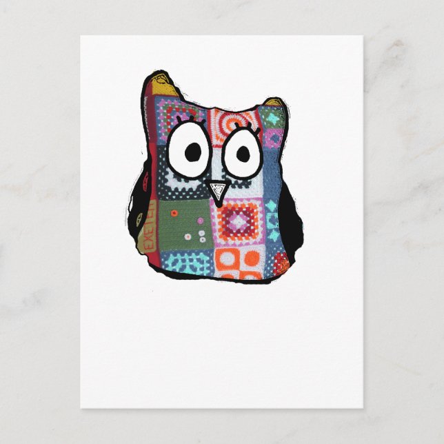 Patchwork Owl Postkarte (Vorderseite)