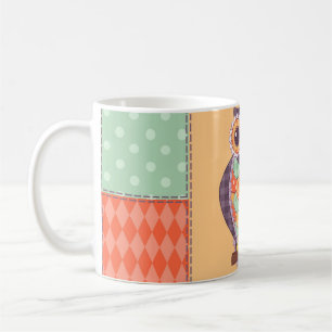 Patchwork Owl Vintages Nahtloses Muster Kaffeetasse