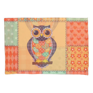 Patchwork Owl Vintages Nahtloses Muster Kissenbezug