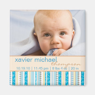 Patchwork Pattern Baby Boy Foto Magnet