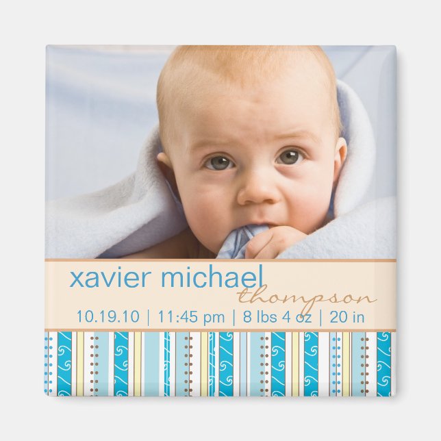 Patchwork Pattern Baby Boy Foto Magnet (Vorne)