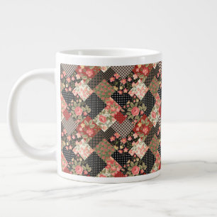 Patchwork Pattern Blume Polka Dot Geometric Plai Jumbo-Tasse