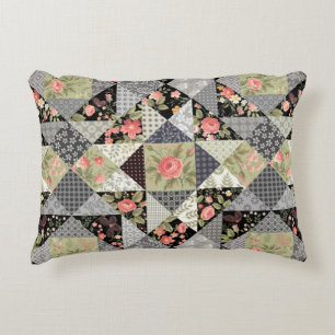 Patchwork Pattern Butterfets Blume Foliage Rose Dekokissen