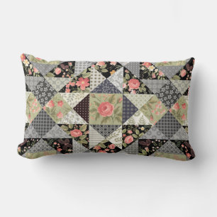 Patchwork Pattern Butterfets Blume Foliage Rose Lendenkissen