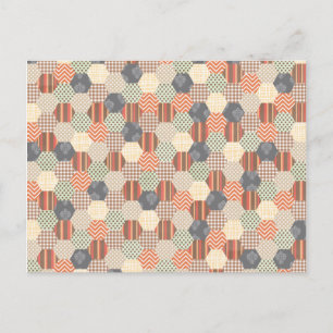 Patchwork Pentagon Muster Postkarte