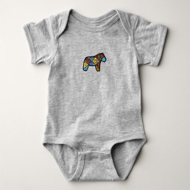 Patchwork Pferd Baby Strampler (Vorderseite)