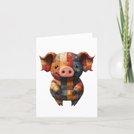 Patchwork Pig Greetings Card Dankeskarte