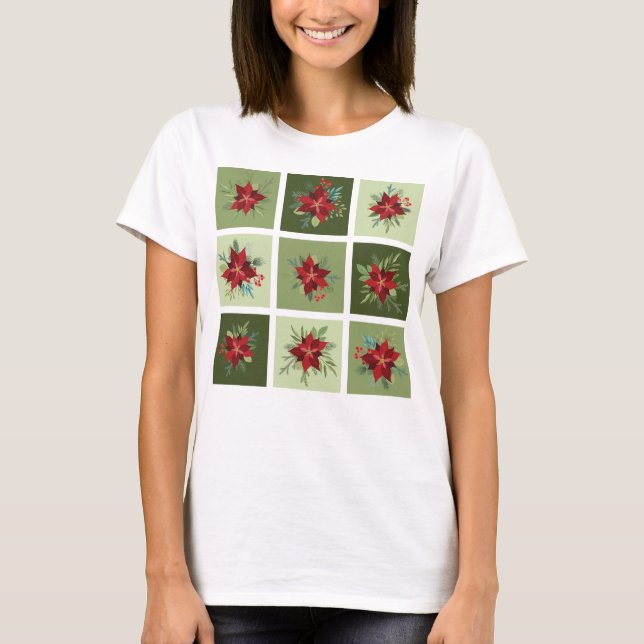 Patchwork Poinsettias T - Shirt (Vorderseite)