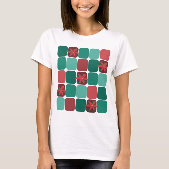 Patchwork Poinsettias T - Shirt (Vorderseite)