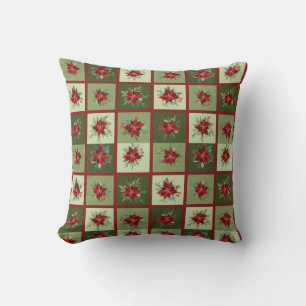 Patchwork Poinsettias T - Shirt Kissen