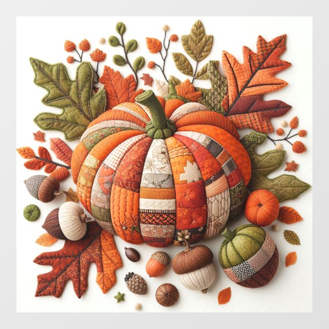 Patchwork Pumpkin Window Cloning Fensteraufkleber (Blatt)