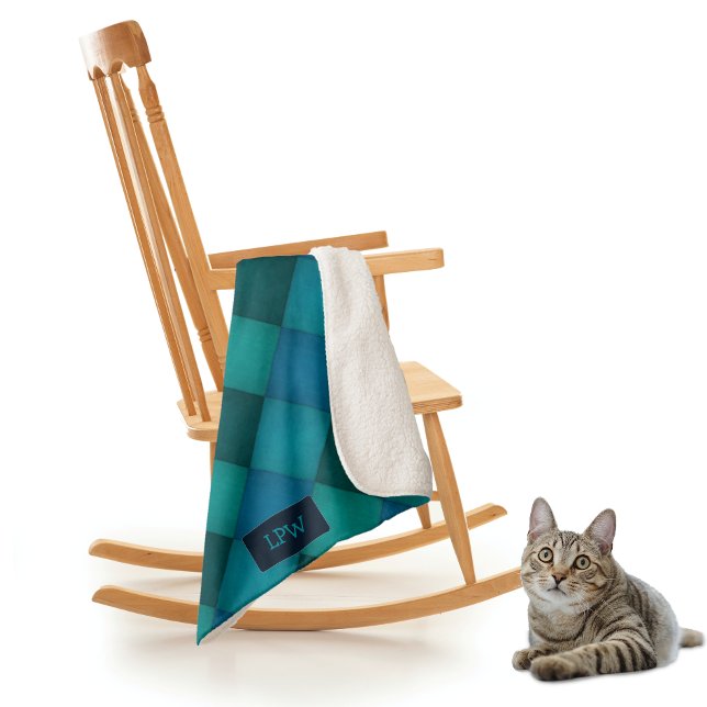 Patchwork Quilt - Aquamarin / Türkis - eigene Init Sherpadecke (Von Creator hochgeladen)