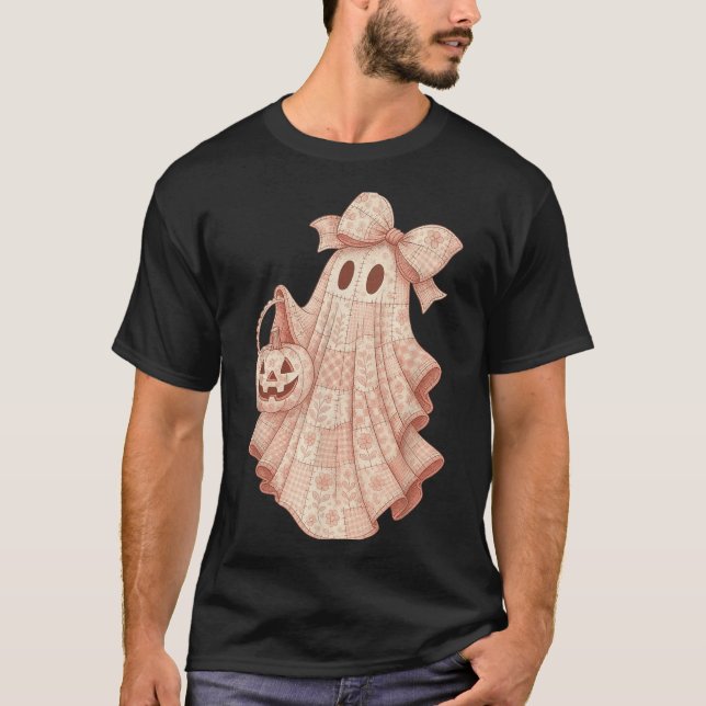 Patchwork Quilt Blume Nk Ghost Coquette Halloween T-Shirt (Vorderseite)