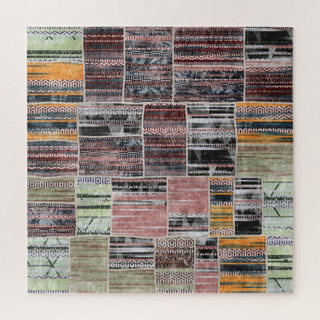 Patchwork-Quilt-Collage nahtloser Druck. Puzzle (Vertikal)