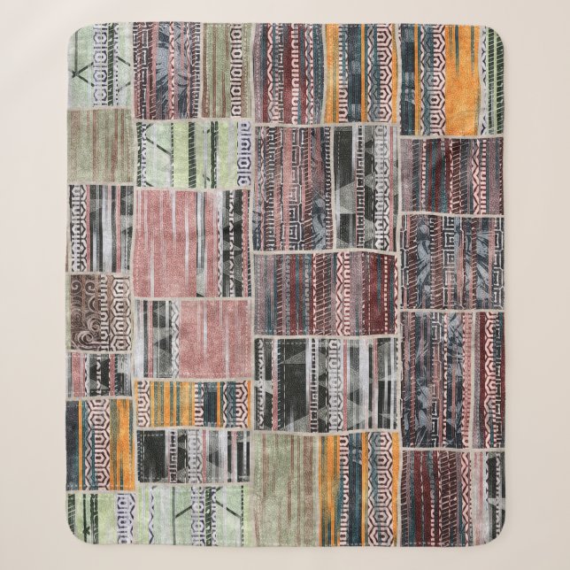Patchwork Quilt Collage Nahtloses Drucken. Sherpadecke (Vorderseite)