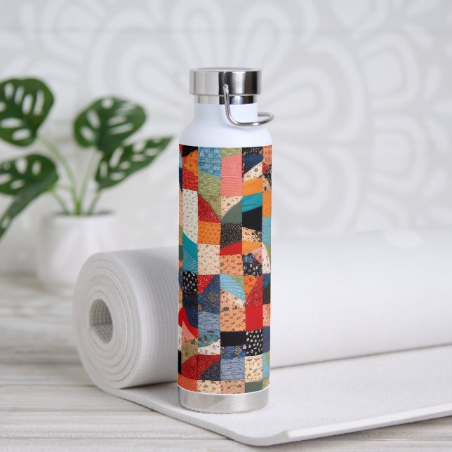 Patchwork Quilt Design Trinkflasche (Yoga)