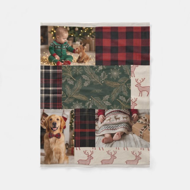 Patchwork-Quilt-Karomuster Rustikale Country-Flies Fleecedecke (Vorderseite)
