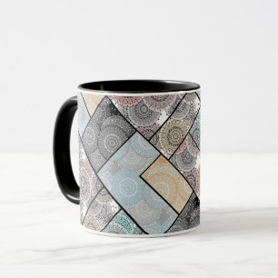Patchwork-Quilt Keramikfliesen Kreise Mandala Past Tasse