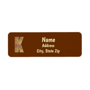 Patchwork Quilt Letter K Initial Monogram Address