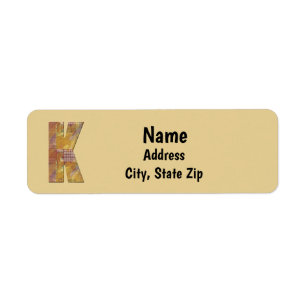Patchwork Quilt Letter K Initial Monogram Address