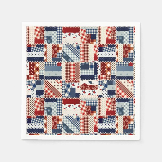 Patchwork-Quilt mehrfarbig Gingham Serviette (Vorderseite)