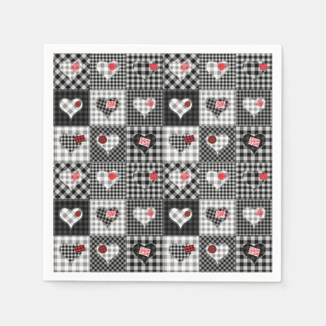Patchwork-Quilt mehrfarbig Gingham Serviette (Vorderseite)