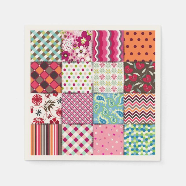 Patchwork-Quilt mehrfarbig Gingham Serviette (Vorderseite)
