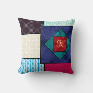 Patchwork Quilt Monogram Kissen