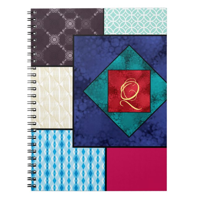 Patchwork Quilt Monogram Notizblock (Vorderseite)