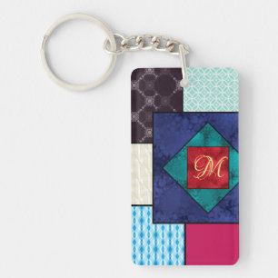 Patchwork-Quilt-Monogramm Schlüsselanhänger