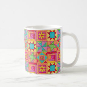 Patchwork Quilt Multicolor Blocks farbenfroh Kaffeetasse