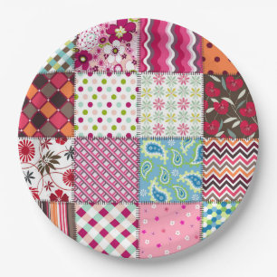 Patchwork Quilt Multicolored Gingham Pappteller