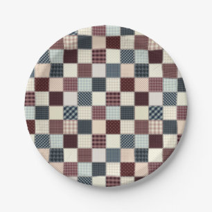 Patchwork Quilt Multicolored Gingham Pappteller