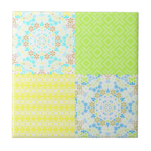Patchwork-Quilt ornamental Retro-Vintage-Blumenmus Fliese