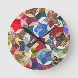 Patchwork Quilt Runde Wanduhr