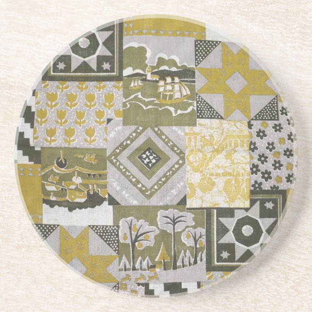 Patchwork Quilt Sandstone Untersetzer (Vorne)