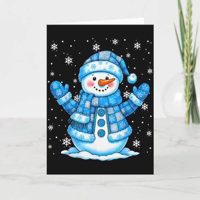 Patchwork Quilt Snowman Quilter Merry Christmas Pa Karte (Vorderseite)