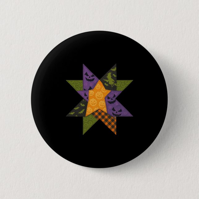 Patchwork Quilting Block Star Muster Halloween Qu Button (Vorderseite)