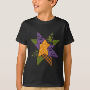 Patchwork Quilting Block Star Muster Halloween Qu T-Shirt