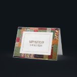 Patchwork-Quiltmuster für Friends Geburtstag Karte<br><div class="desc">Patchwork-Quiltmuster mit orangefarbenem Handstich zum Geburtstag eines Freundes</div>