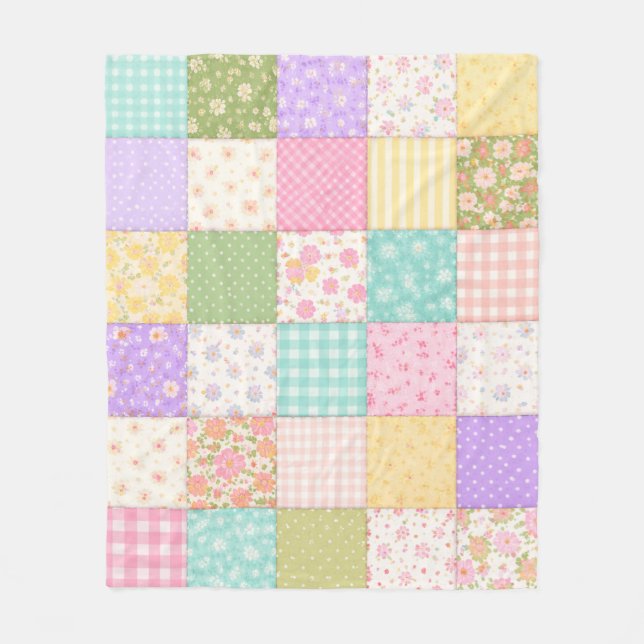 Patchwork-Quiltmuster Patel Fleecedecke (Vorderseite)