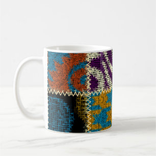 Patchwork-Raues-Leinwand-Nahtloses-Muster Kaffeetasse