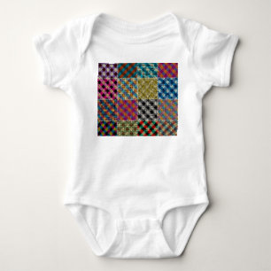 Patchwork-Rauhe-Leinwand-Quadrate Vintage Baby Strampler