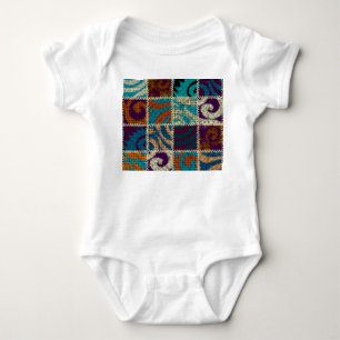 Patchwork-Rauhleinwand-Vintage-Imitation Baby Strampler