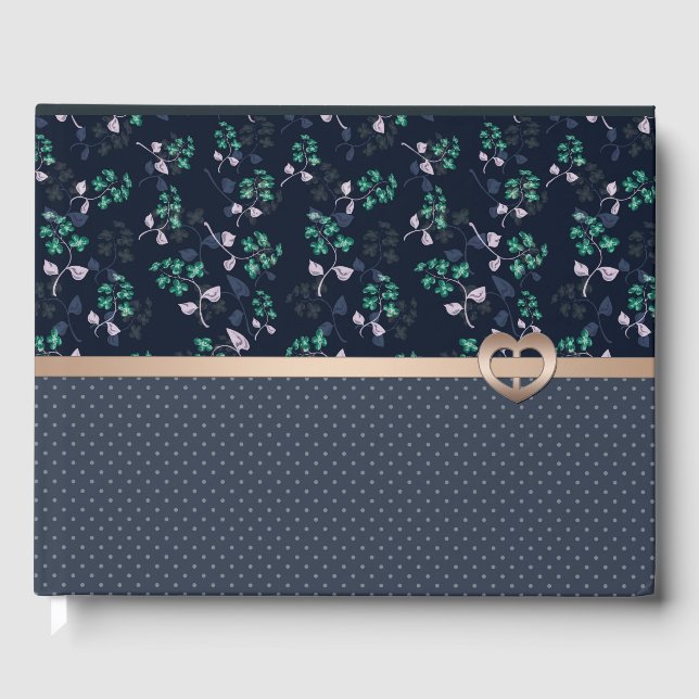 Patchwork, Retro, Blau Gästebuch (Vorderseite)