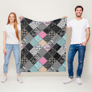 Patchwork Retro Vintage Farben Patchwork Quilting Fleecedecke